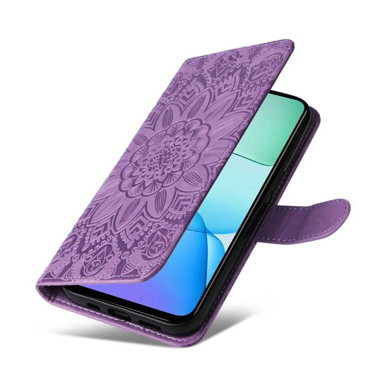 For Redmi 13 4G / Redmi Note 13R Embossed Sunflower Leather Phone Case