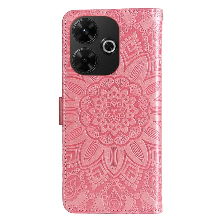 For Redmi 13 4G / Redmi Note 13R Embossed Sunflower Leather Phone Case
