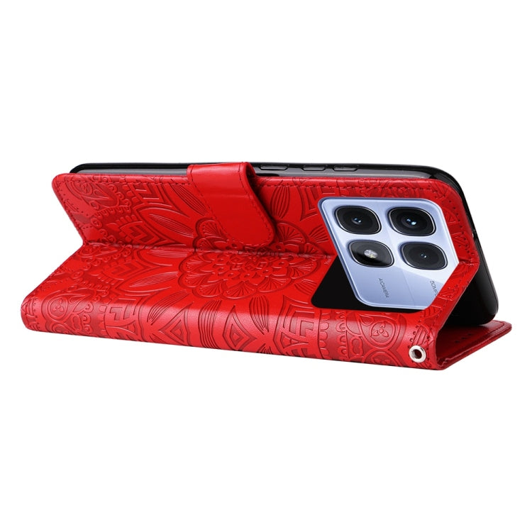 For Redmi K70 Ultra Embossed Sunflower Leather Phone Case