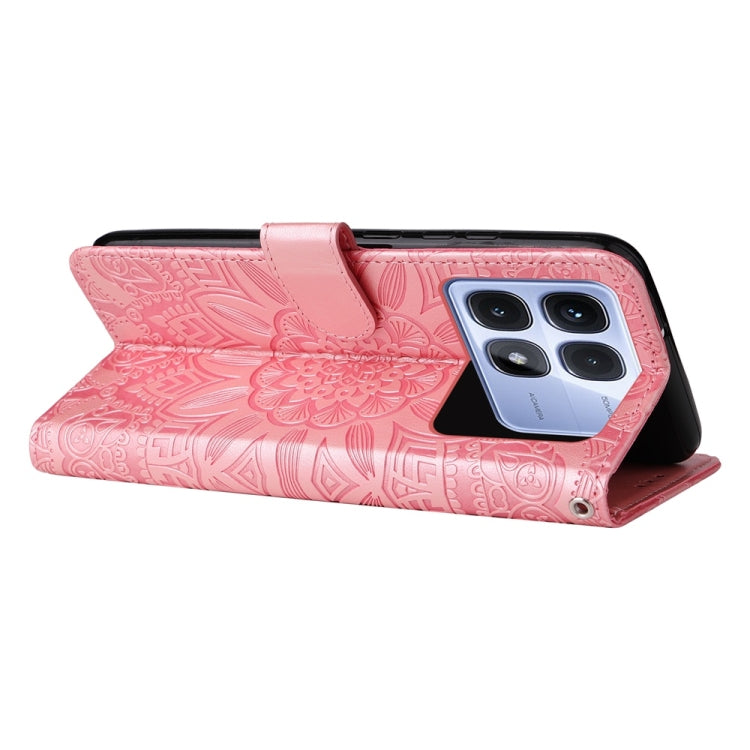 For Redmi K70 Ultra Embossed Sunflower Leather Phone Case