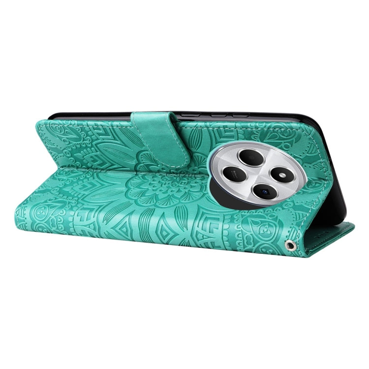 For Redmi 14C 4G Embossed Sunflower Leather Phone Case