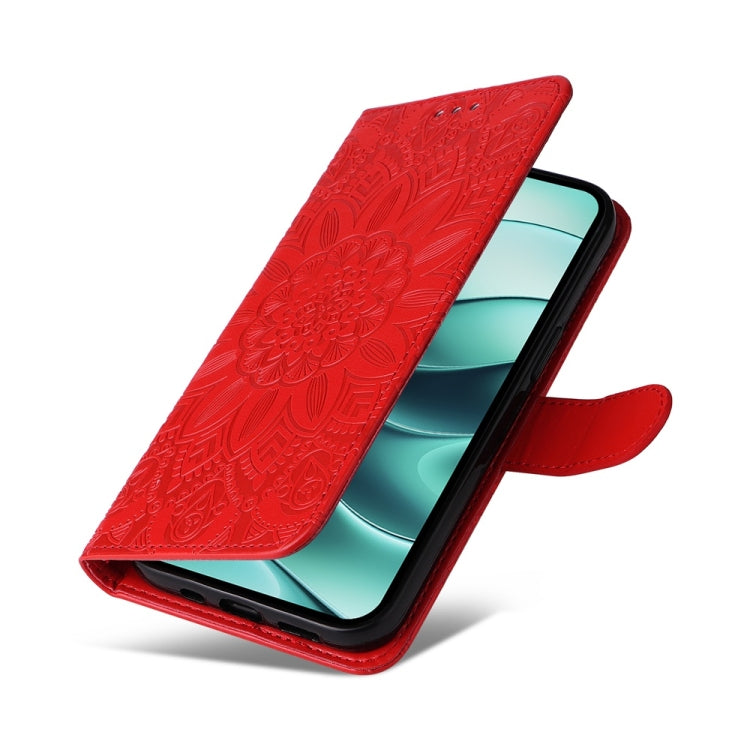 For Redmi Note 14 5G Embossed Sunflower Leather Phone Case