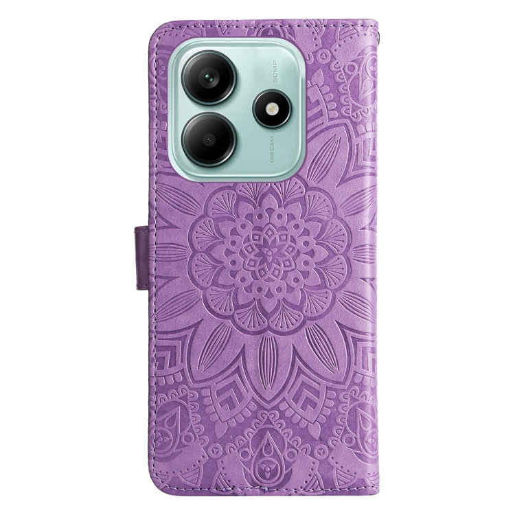 For Redmi Note 14 5G Embossed Sunflower Leather Phone Case