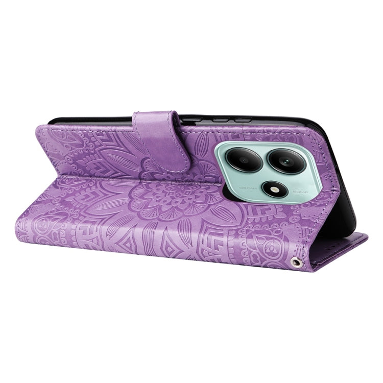 For Redmi Note 14 5G Embossed Sunflower Leather Phone Case