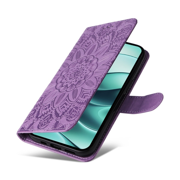 For Redmi Note 14 5G Embossed Sunflower Leather Phone Case