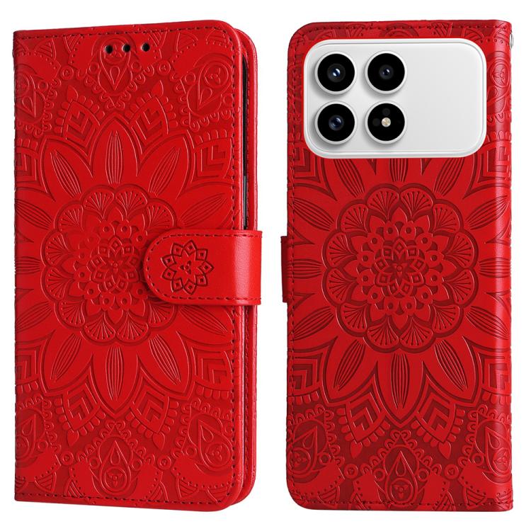 For Redmi K90 / Xiaomi Poco F8 Pro 5G Embossed Sunflower Leather Phone Case