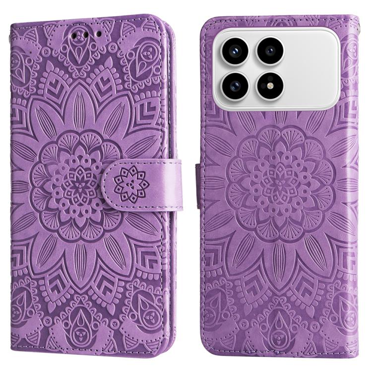 For Redmi K90 / Xiaomi Poco F8 Pro 5G Embossed Sunflower Leather Phone Case