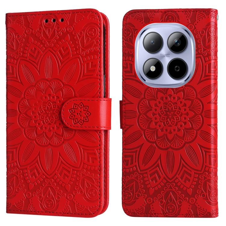 For Redmi Note 15 Pro 4G Global 163.2mm Embossed Sunflower Leather Phone Case