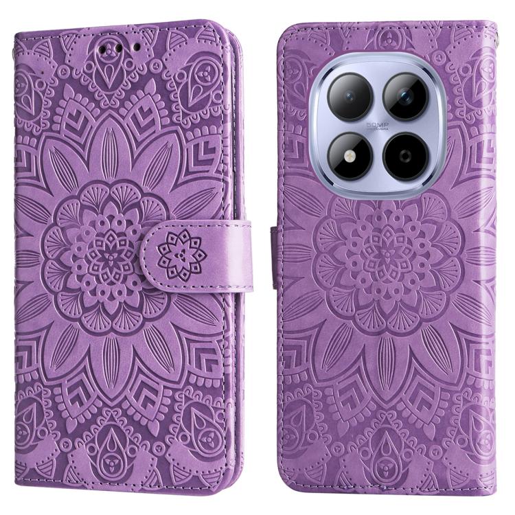 For Redmi Note 15 Pro 4G Global 163.2mm Embossed Sunflower Leather Phone Case