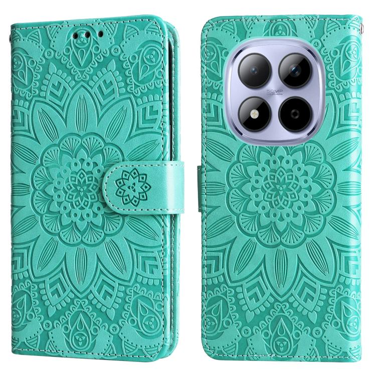 For Redmi Note 15 Pro 4G Global 163.2mm Embossed Sunflower Leather Phone Case