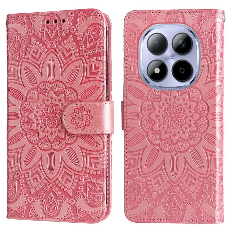 For Redmi Note 15 Pro 4G Global 163.2mm Embossed Sunflower Leather Phone Case