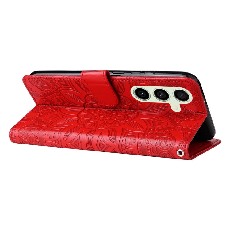For Samsung Galaxy S24 FE 5G Embossed Sunflower Leather Phone Case