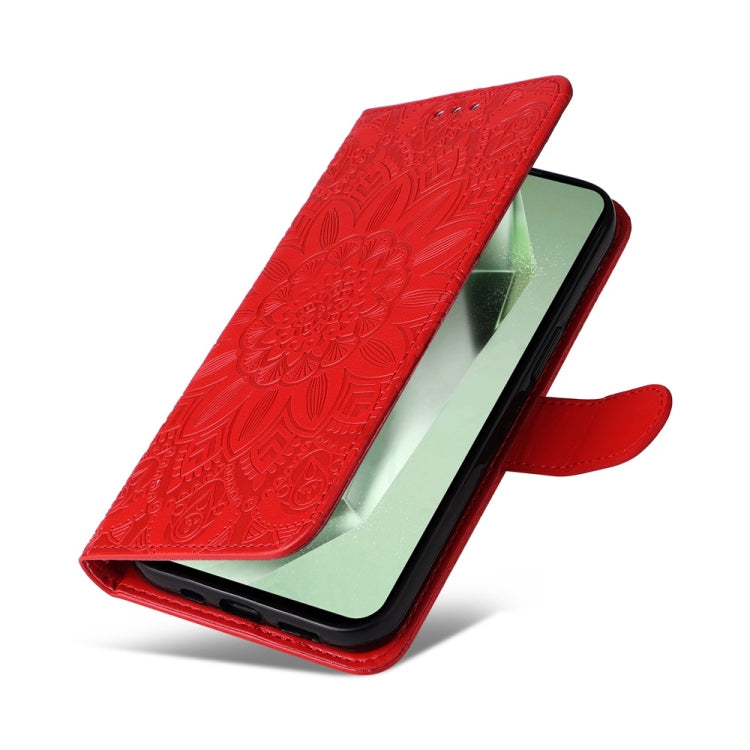 For Samsung Galaxy S24 FE 5G Embossed Sunflower Leather Phone Case