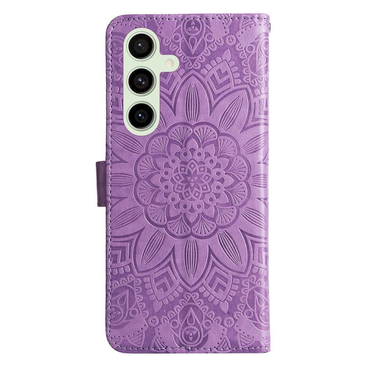 For Samsung Galaxy S24 FE 5G Embossed Sunflower Leather Phone Case