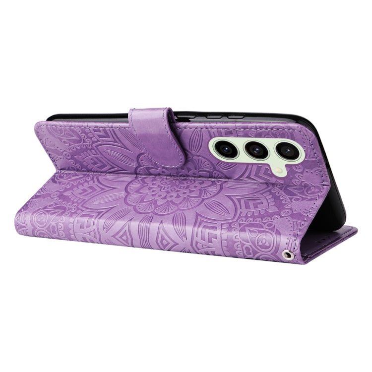 For Samsung Galaxy S24 FE 5G Embossed Sunflower Leather Phone Case