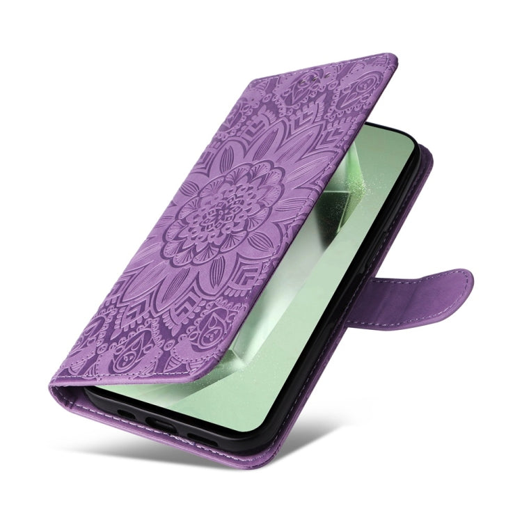 For Samsung Galaxy S24 FE 5G Embossed Sunflower Leather Phone Case