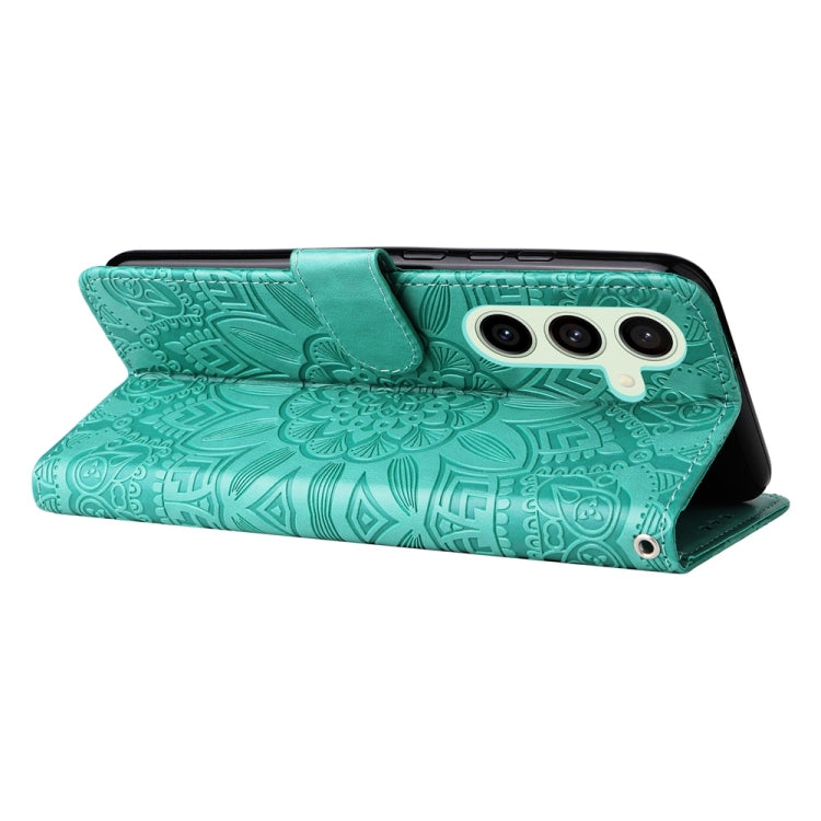For Samsung Galaxy S24 FE 5G Embossed Sunflower Leather Phone Case