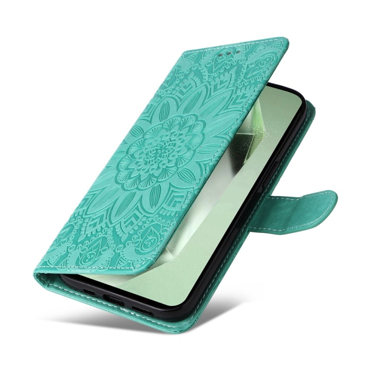 For Samsung Galaxy S24 FE 5G Embossed Sunflower Leather Phone Case