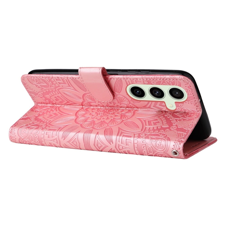For Samsung Galaxy S24 FE 5G Embossed Sunflower Leather Phone Case