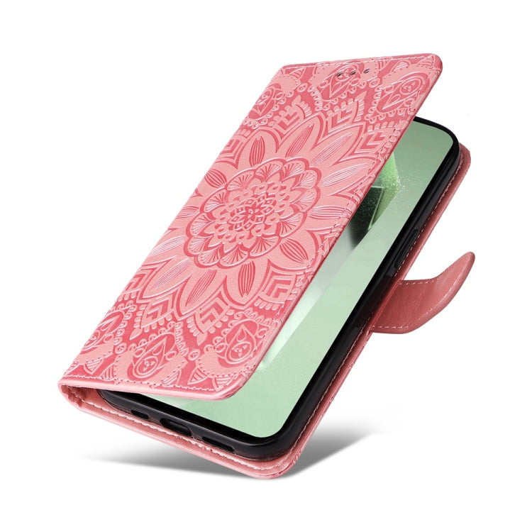 For Samsung Galaxy S24 FE 5G Embossed Sunflower Leather Phone Case