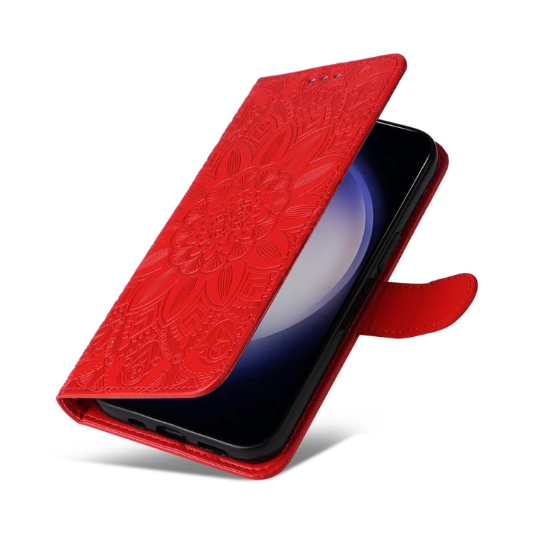 For Samsung Galaxy S25 5G Embossed Sunflower Leather Phone Case
