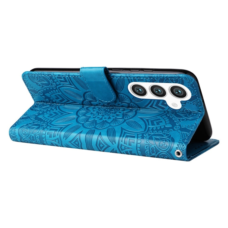 For Samsung Galaxy S25 5G Embossed Sunflower Leather Phone Case
