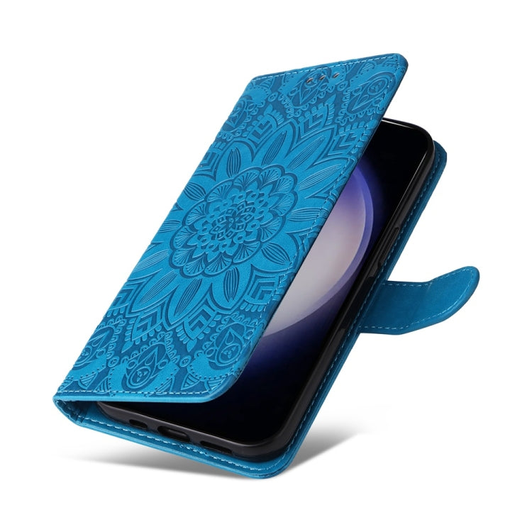 For Samsung Galaxy S25 5G Embossed Sunflower Leather Phone Case