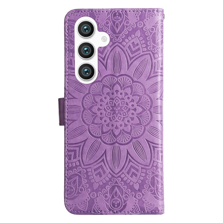 For Samsung Galaxy S25 5G Embossed Sunflower Leather Phone Case