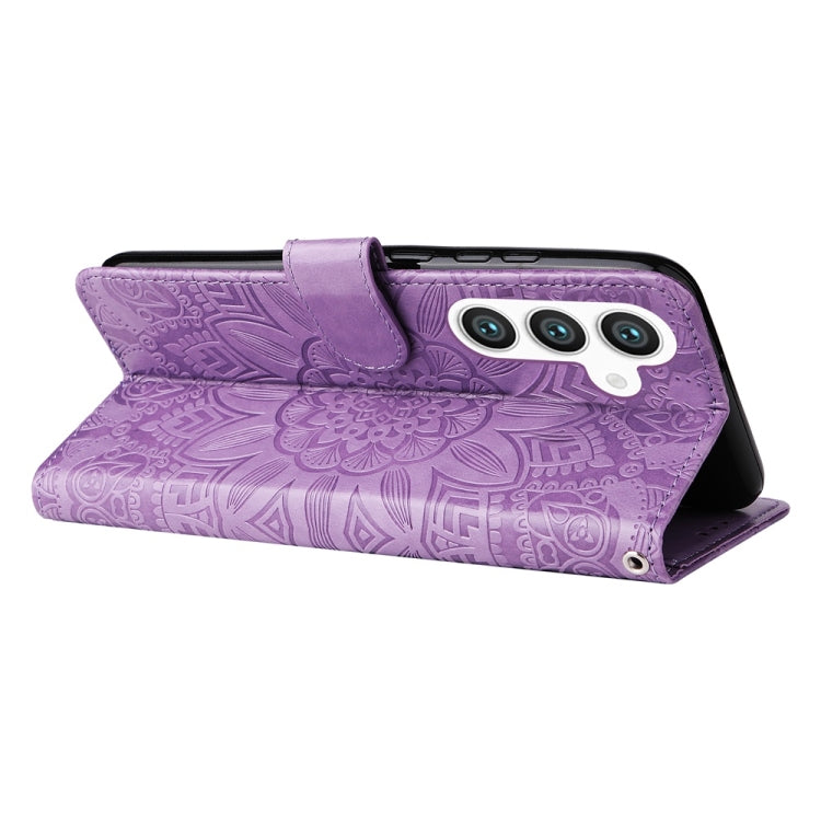 For Samsung Galaxy S25 5G Embossed Sunflower Leather Phone Case