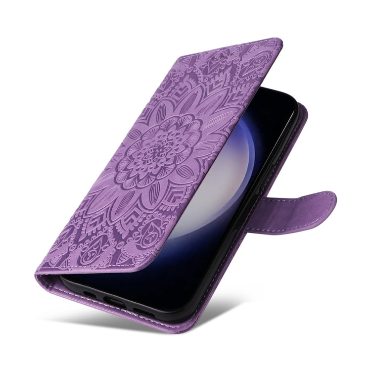 For Samsung Galaxy S25 5G Embossed Sunflower Leather Phone Case