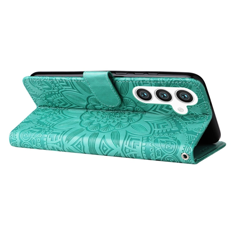 For Samsung Galaxy S25 5G Embossed Sunflower Leather Phone Case