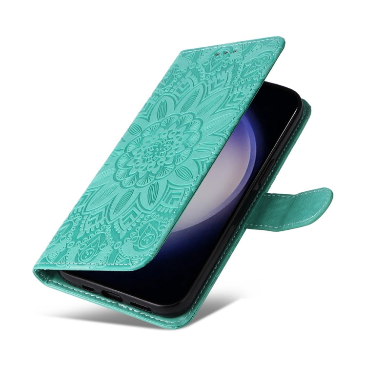 For Samsung Galaxy S25 5G Embossed Sunflower Leather Phone Case
