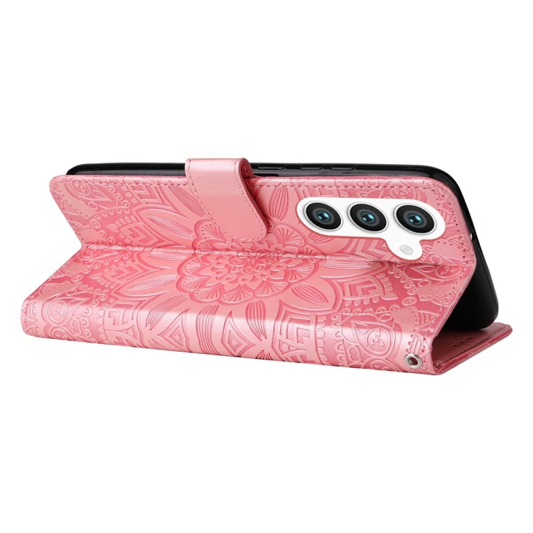 For Samsung Galaxy S25 5G Embossed Sunflower Leather Phone Case