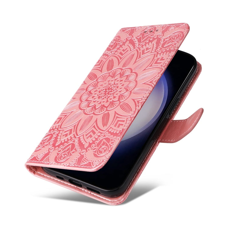 For Samsung Galaxy S25 5G Embossed Sunflower Leather Phone Case