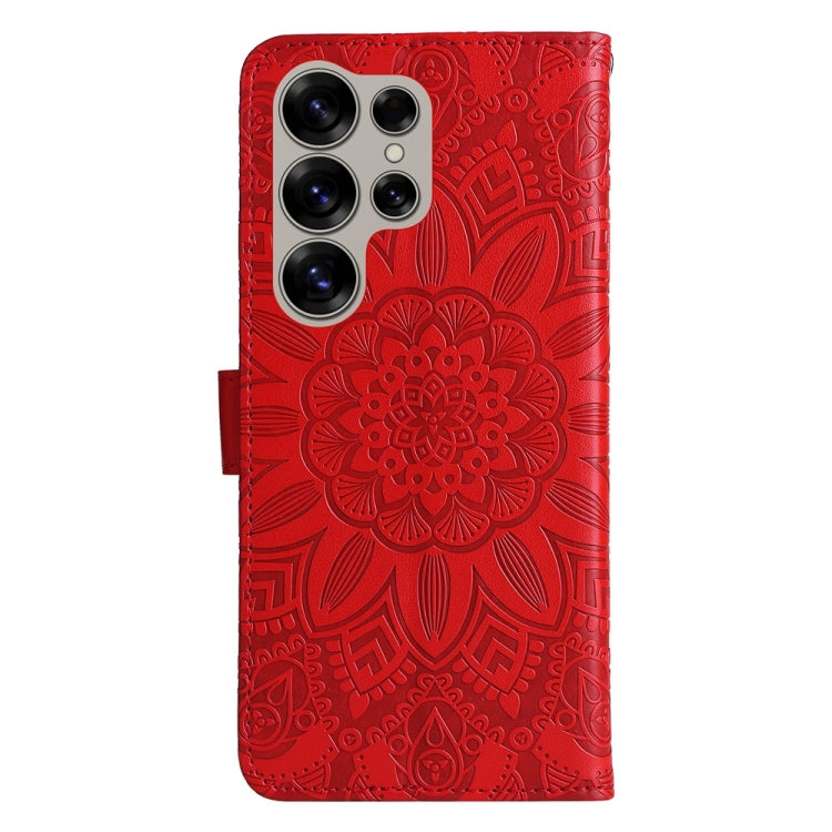 For Samsung Galaxy S25 Ultra 5G Embossed Sunflower Leather Phone Case