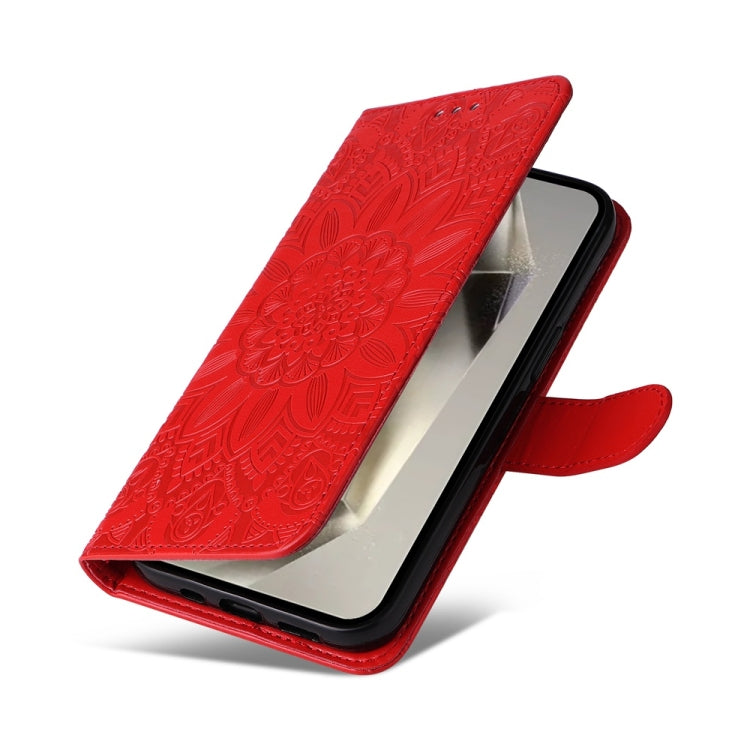 For Samsung Galaxy S25 Ultra 5G Embossed Sunflower Leather Phone Case