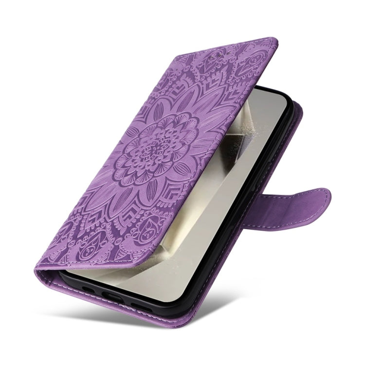 For Samsung Galaxy S25 Ultra 5G Embossed Sunflower Leather Phone Case