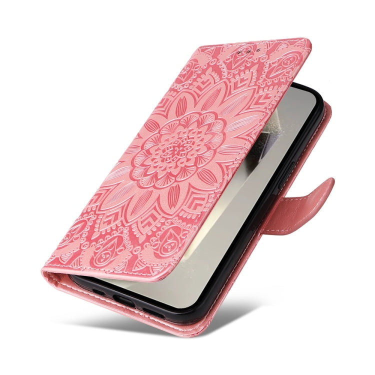 For Samsung Galaxy S25 Ultra 5G Embossed Sunflower Leather Phone Case