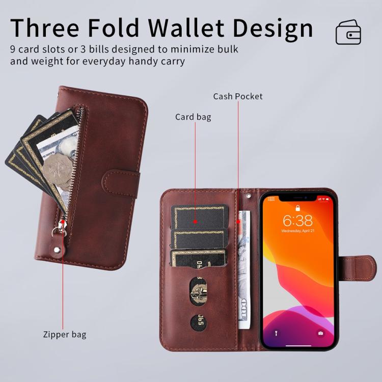 For Redmi K80 Fashion Calf Texture Zipper Leather Phone Case