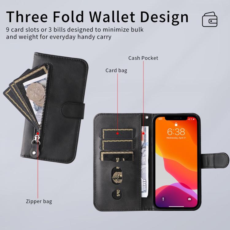 For Redmi K80 Fashion Calf Texture Zipper Leather Phone Case