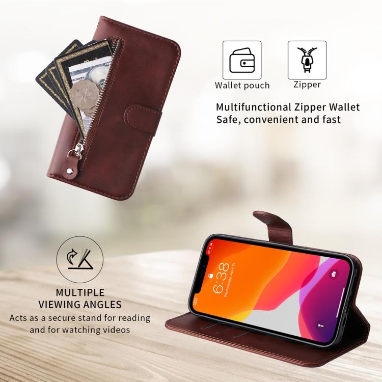 For Redmi K80 Pro Fashion Calf Texture Zipper Leather Phone Case