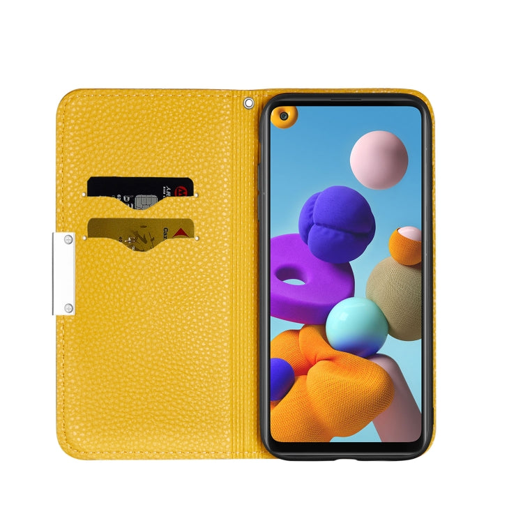For Samsung Galaxy A21s Litchi Texture Horizontal Flip Leather Case with Holder & Card Slots