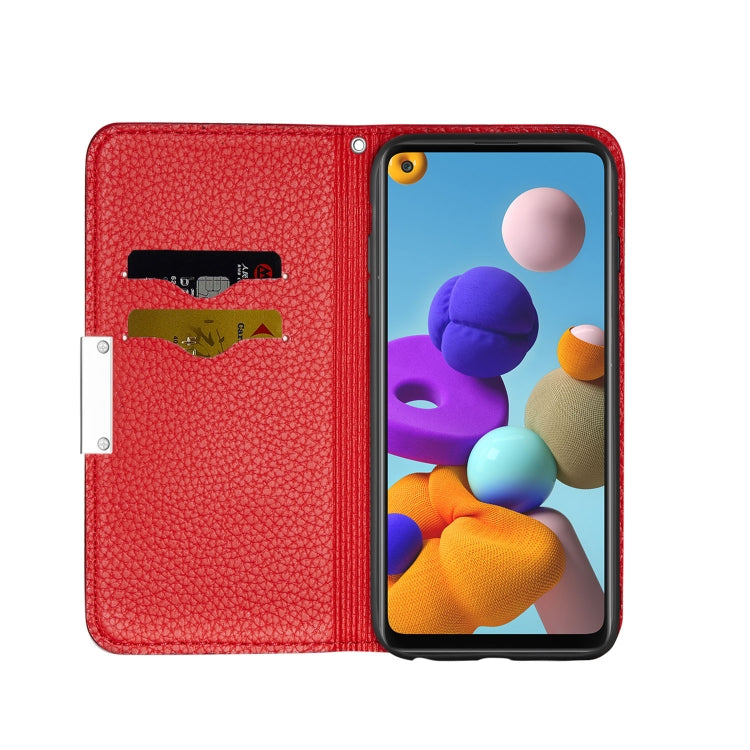 For Samsung Galaxy A21s Litchi Texture Horizontal Flip Leather Case with Holder & Card Slots