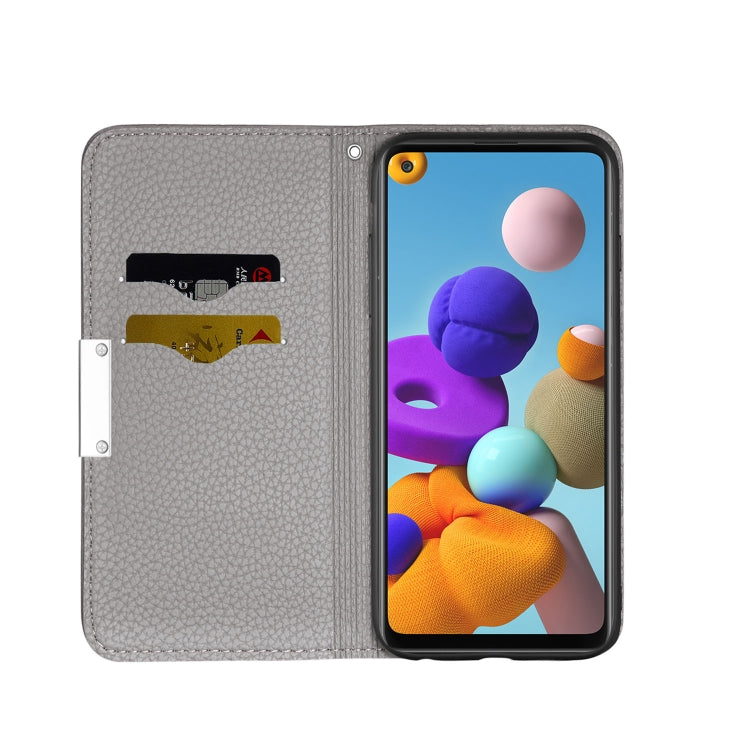 For Samsung Galaxy A21s Litchi Texture Horizontal Flip Leather Case with Holder & Card Slots