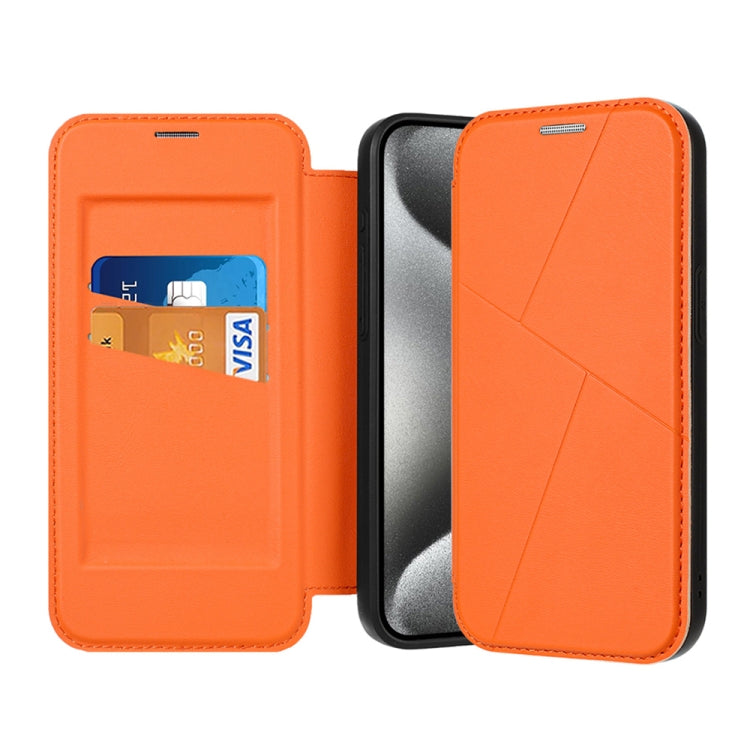 For iPhone 15 Pro Max Magnetic Armor Series RFID Card Slots Leather Phone Case
