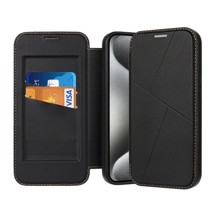For iPhone 15 Pro Max Magnetic Armor Series RFID Card Slots Leather Phone Case