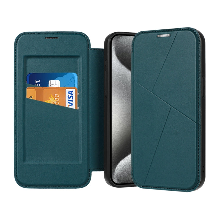 For iPhone 15 Pro Max Magnetic Armor Series RFID Card Slots Leather Phone Case