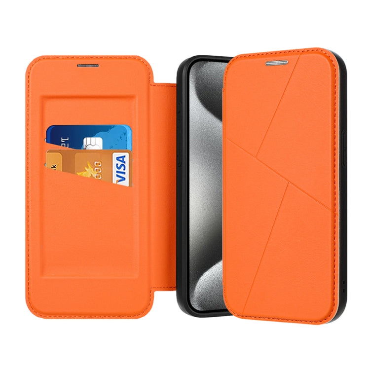 For iPhone 15 Pro Magnetic Armor Series RFID Card Slots Leather Phone Case