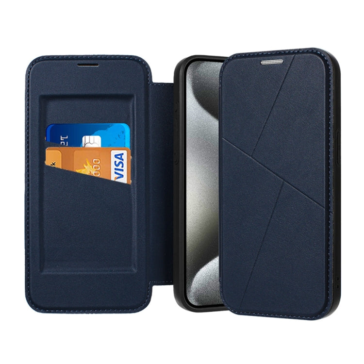 For iPhone 15 Pro Magnetic Armor Series RFID Card Slots Leather Phone Case