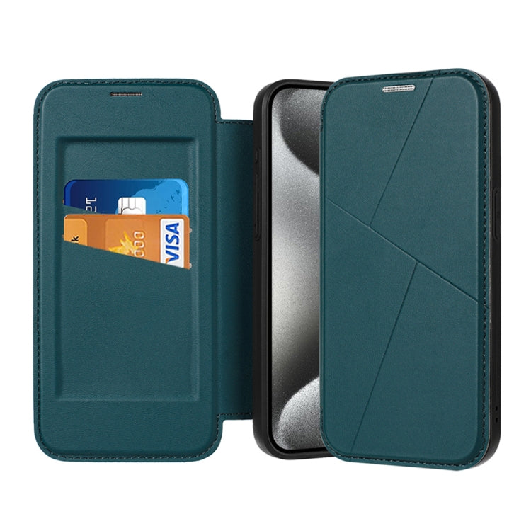 For iPhone 15 Pro Magnetic Armor Series RFID Card Slots Leather Phone Case